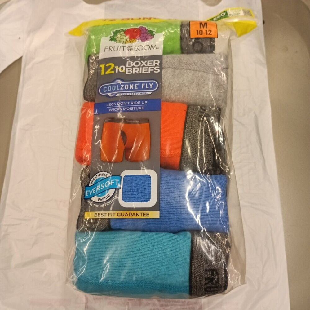 Fruit of the Loom‎ Boys Boxer Briefs 12-Pack CoolZone Fly Waistband Tagless